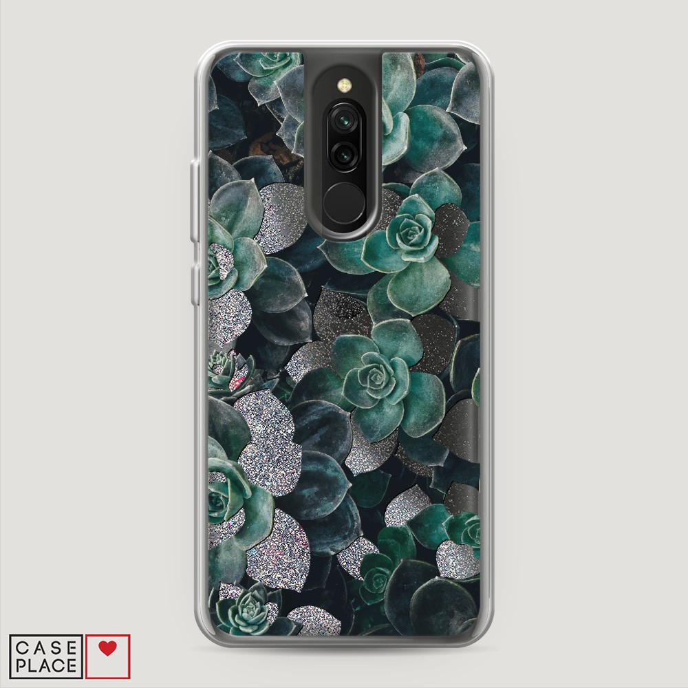 

Жидкий чехол с блестками "Сукуленты цветные" на Xiaomi Redmi 8, 37191-1