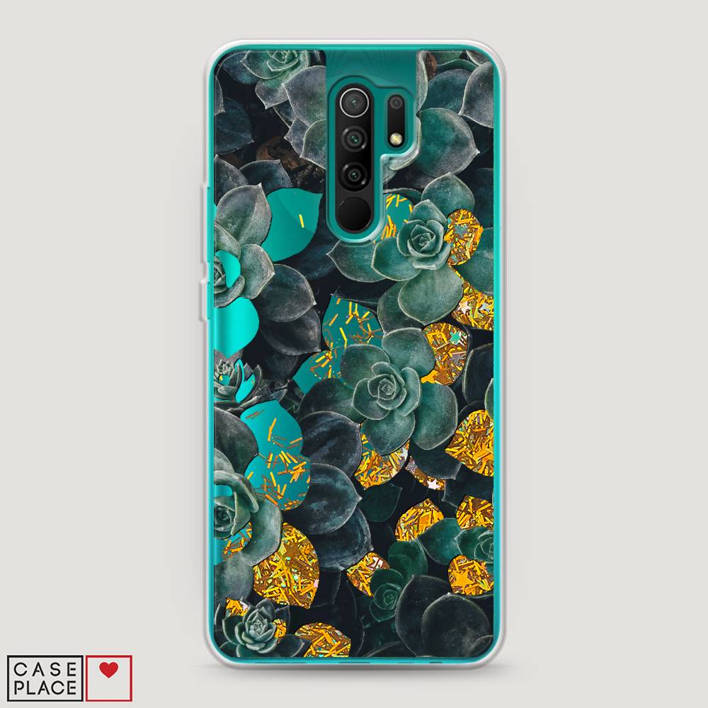 

Жидкий чехол с блестками "Сукуленты цветные" на Xiaomi Redmi 9, 38390-1