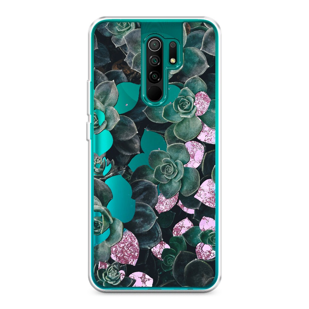 

Жидкий чехол с блестками "Сукуленты цветные" на Xiaomi Redmi 9, 38394-1