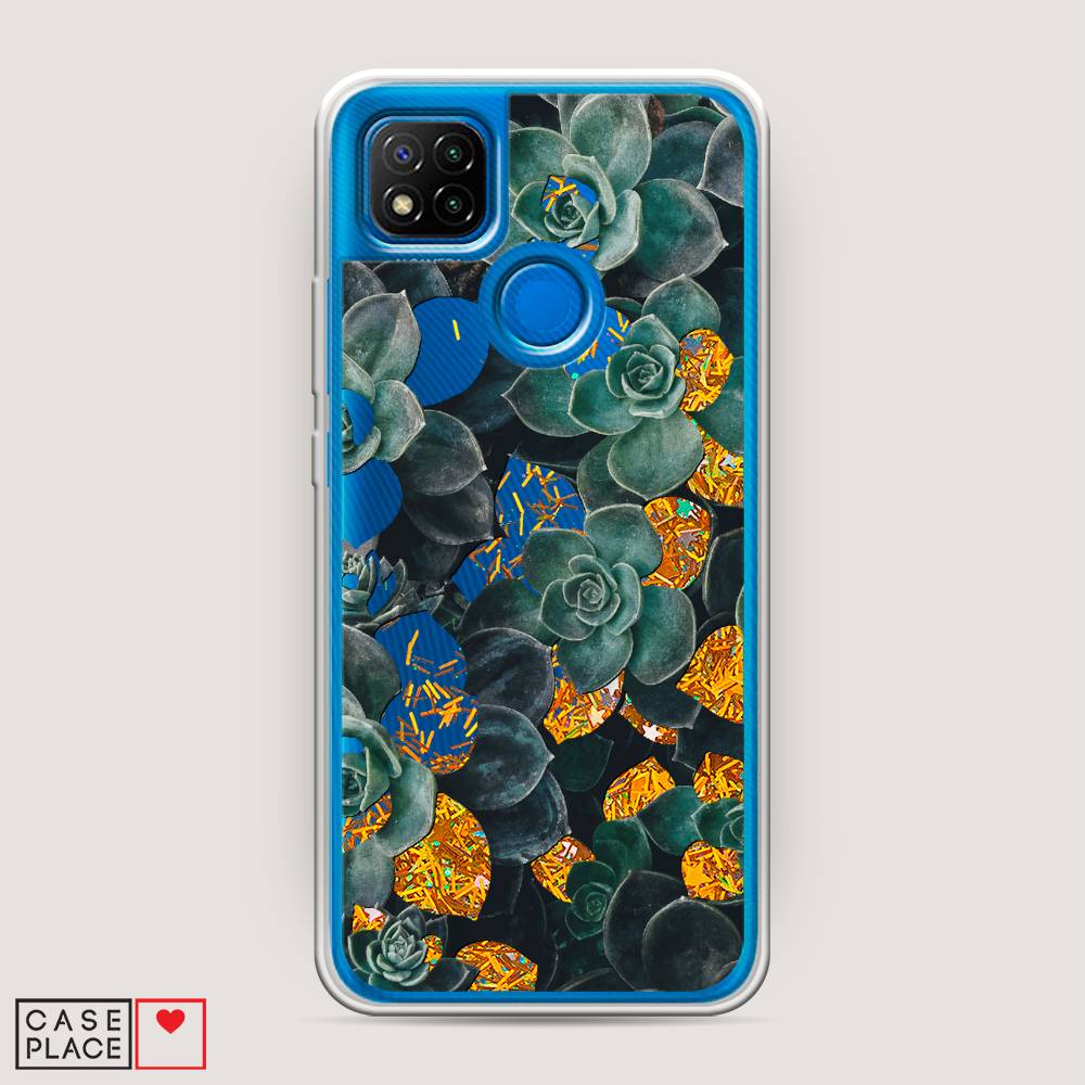 

Жидкий чехол с блестками "Сукуленты цветные" на Xiaomi Redmi 9C, 39090-1