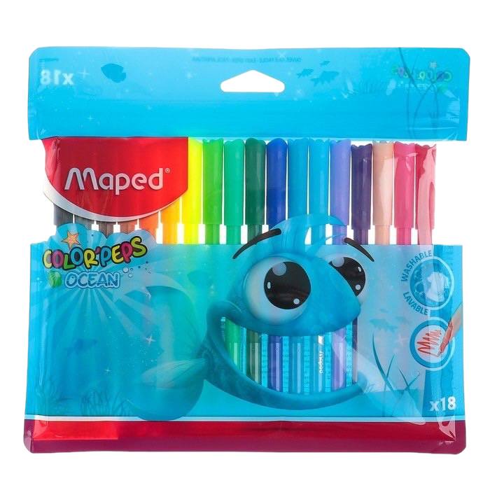 

Maped Color Pep's Ocean, 18 цветов, смываемые, ПВХ, европодвес, Color Pep's Ocean, 18 цветов, смываемые, ПВХ, европодвес