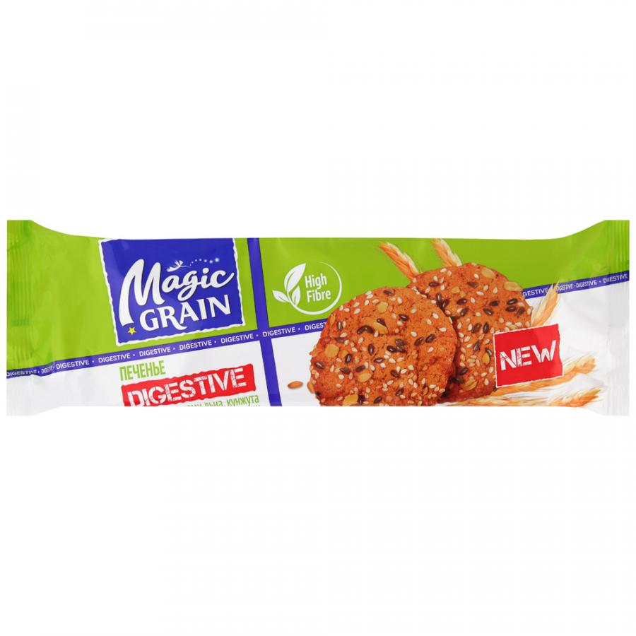 фото Печенье magic grain digestive с овсяными хлопьями и тросниковым сахаром 240г