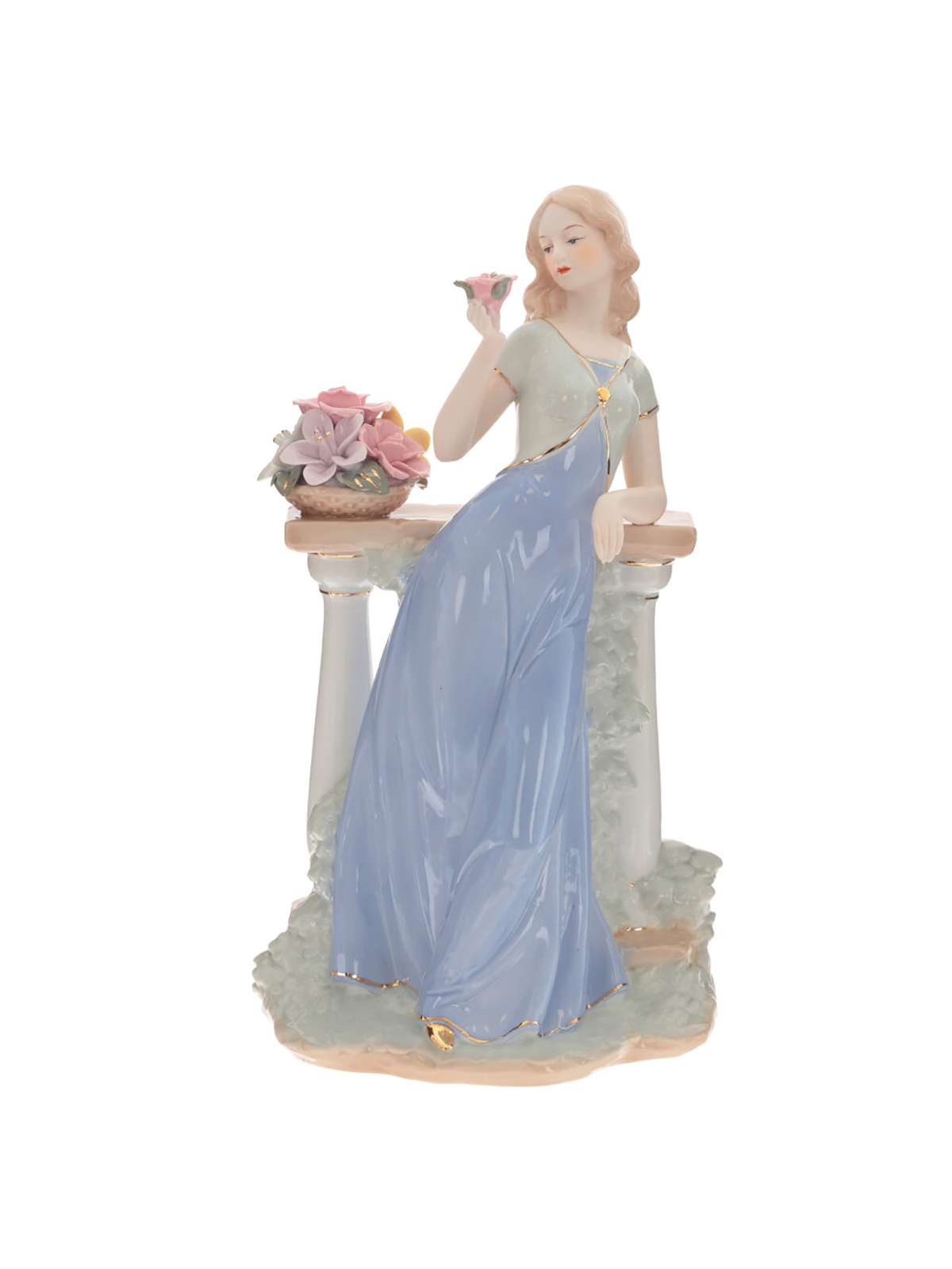 

Фигурка декоративная Remecoclub Девушка, фарфоровая, 33,5x19x12,5 см, Голубой