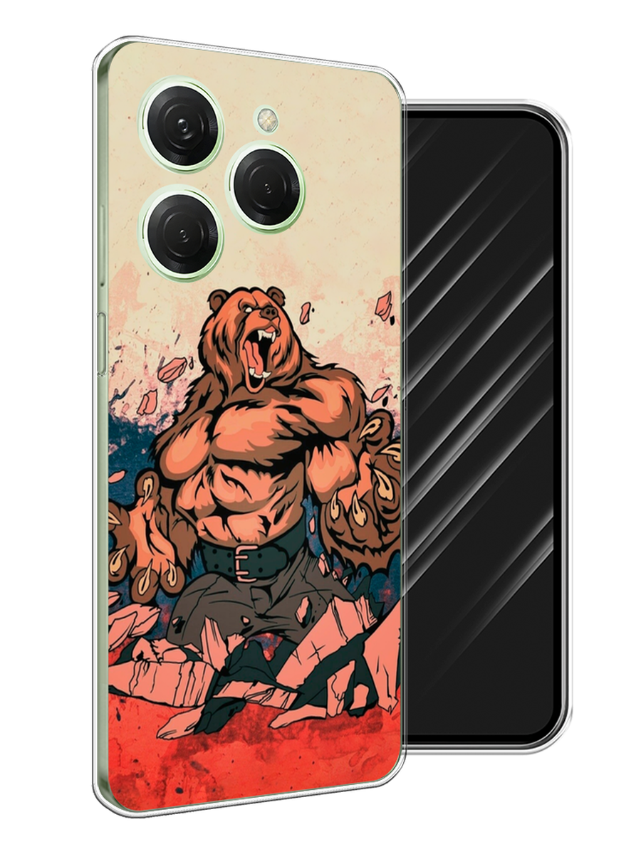 

Чехол Awog на Tecno Spark 20 Pro "Медведь с флагом РФ", Коричневый;синий;красный, 304850-1