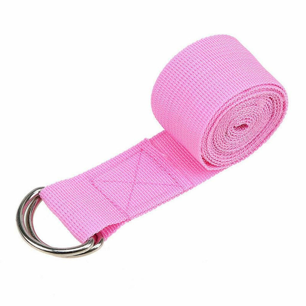 фото Эластичный ремень с d-образным кольцом для йоги и фитнеса, 187х3,8 см 04122689 розовый ripoma