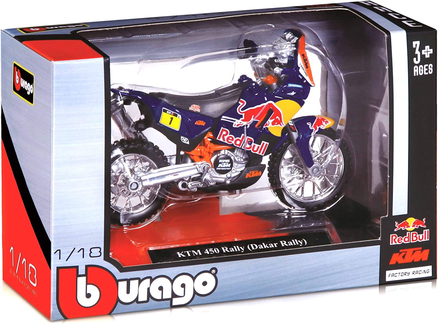 

Металлическая модель мотоцикла BBURAGO KТМ 450 Red Bull Dakar 18-51070, KТМ 450