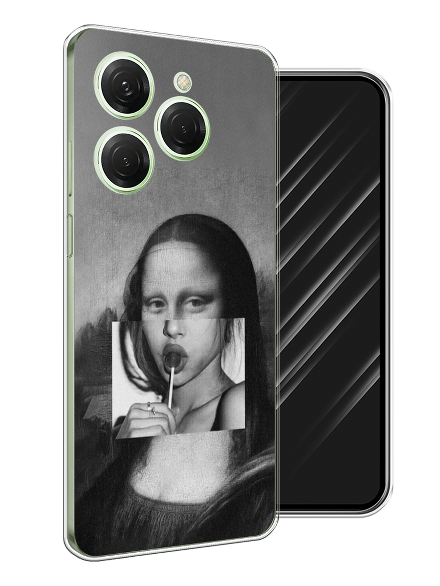 

Чехол Awog на Tecno Spark 20 Pro "Mona Lisa sucking lollipop", Серый, 304850-1
