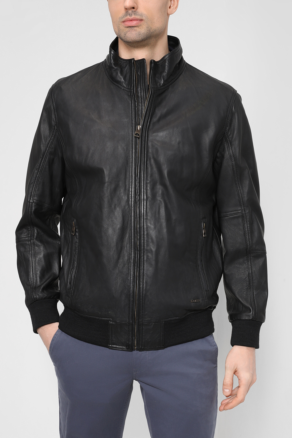 Кожаная куртка мужская Guess M3RL06 L0RX0 черная M