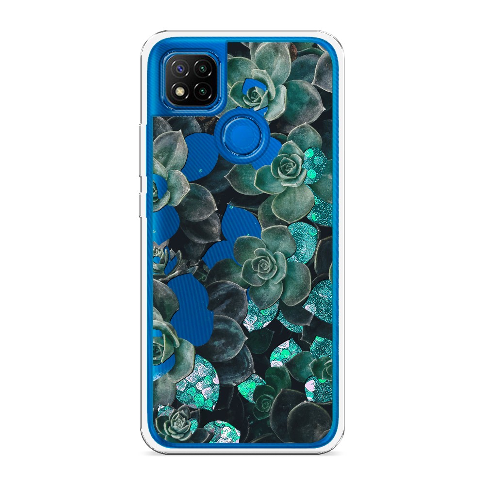 

Жидкий чехол с блестками "Сукуленты цветные" на Xiaomi Redmi 9C