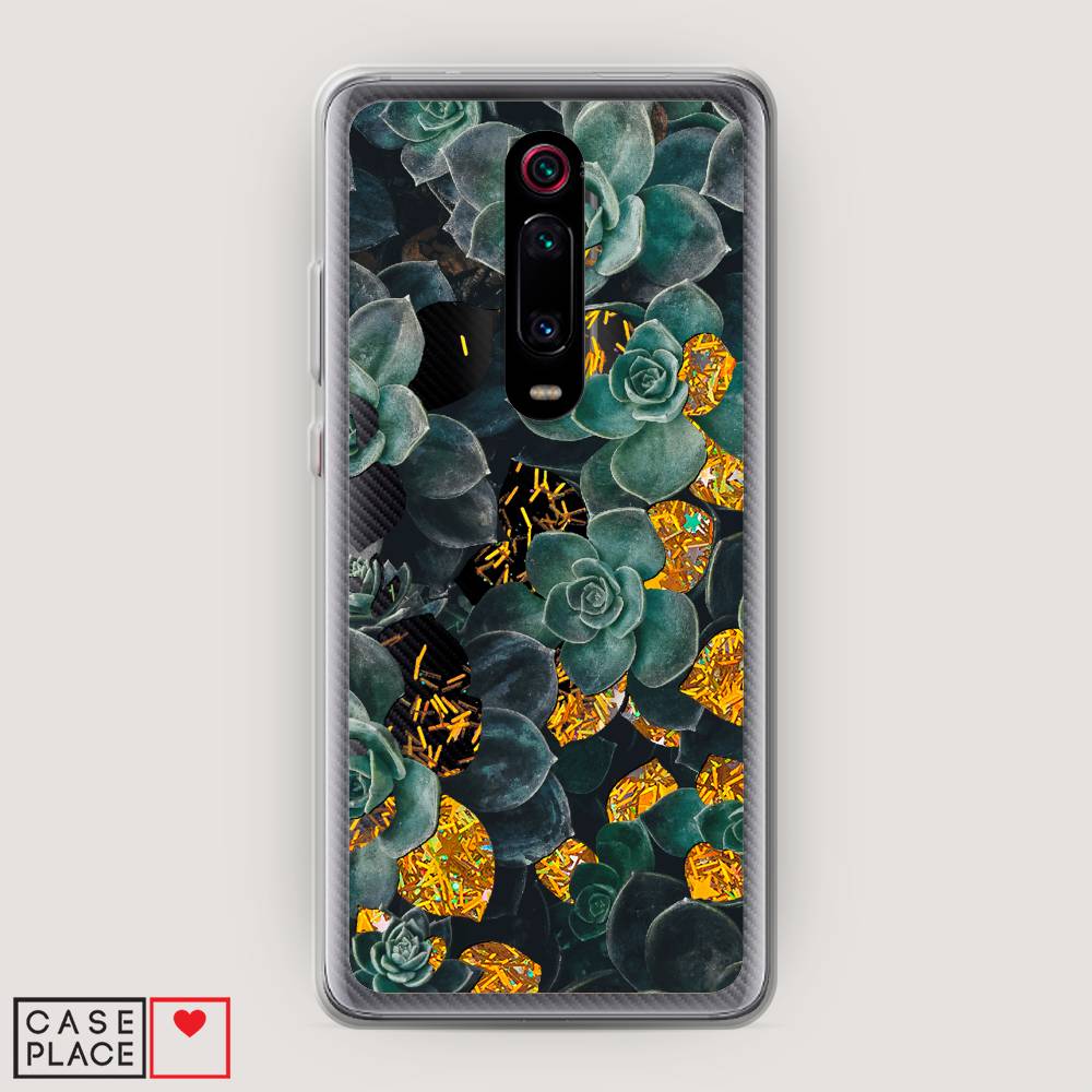 

Жидкий чехол с блестками "Сукуленты цветные" на Xiaomi Redmi K20, 35590-1