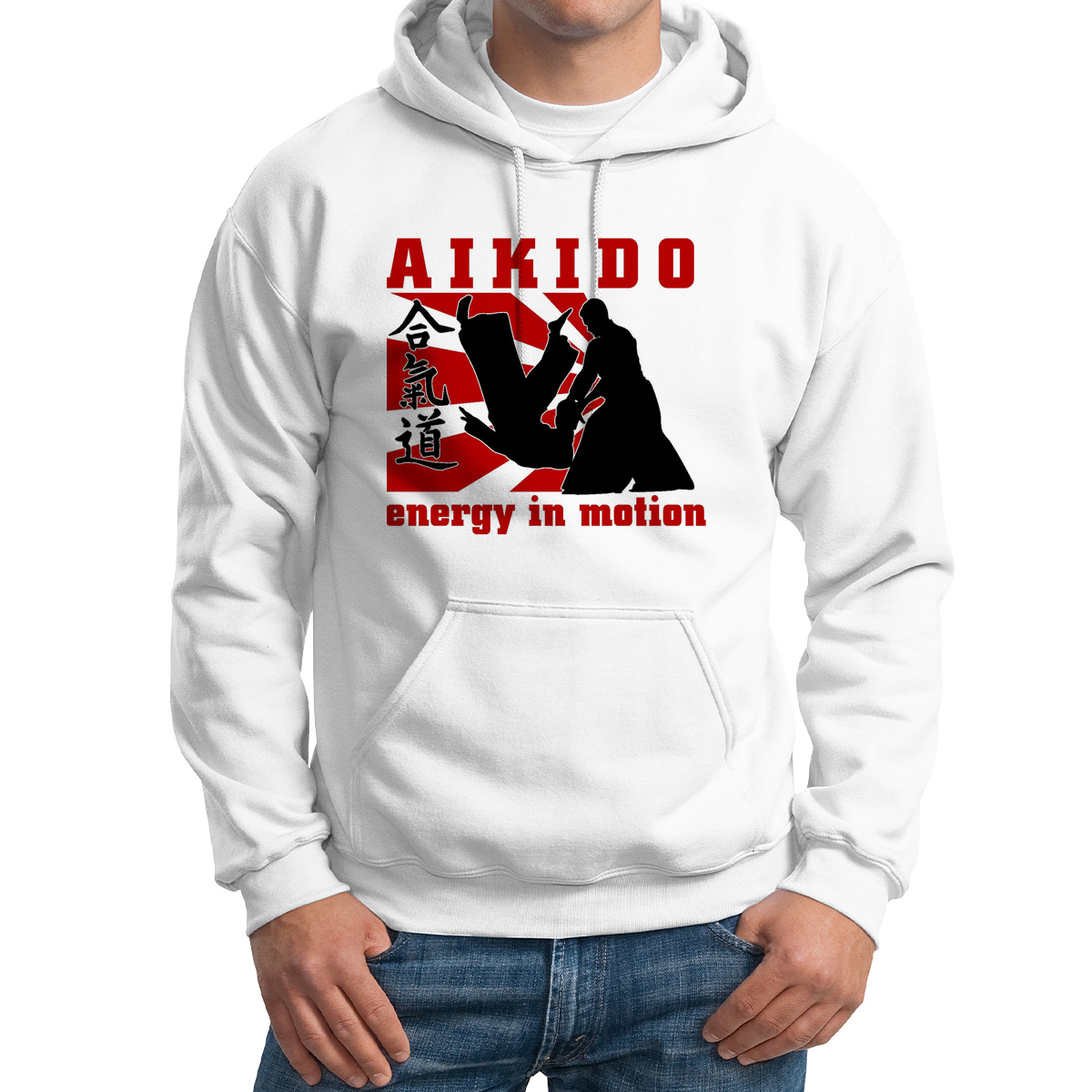 

Худи унисекс CoolPodarok Aikido energy in motion Энергия айкидо в движении белое 58 RU, M0113438