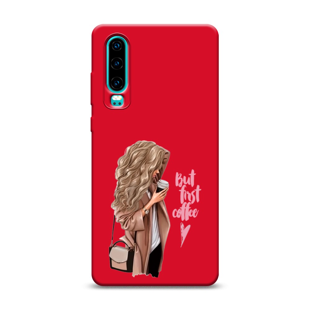 

Матовый силиконовый чехол "Девушка с кофе" на Huawei P30, Девушка с кофе