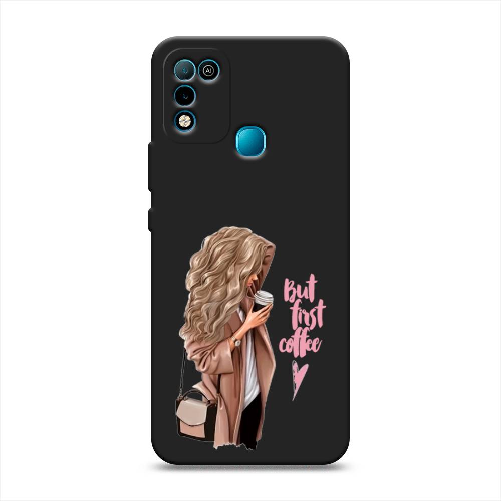 

Матовый силиконовый чехол "Девушка с кофе" на Infinix HOT 10 Play, Девушка с кофе