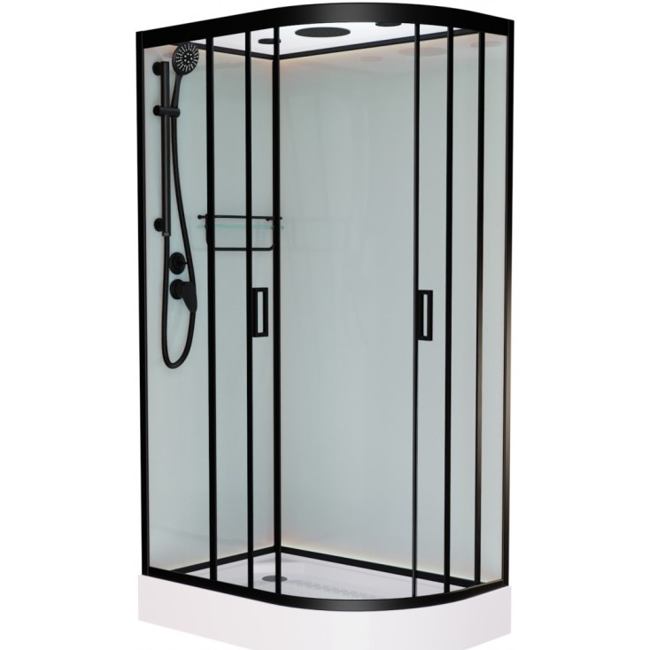 

Душевая кабина Frank F418L М Black левосторонняя матовое стекло 100х80х220 см, F418L М Black