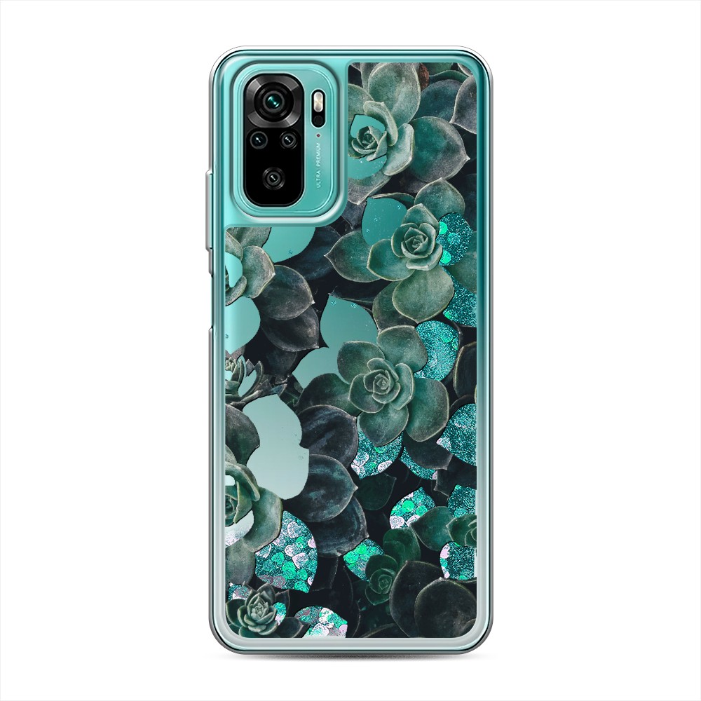 

Жидкий чехол с блестками "Сукуленты цветные" на Xiaomi Redmi Note 10S