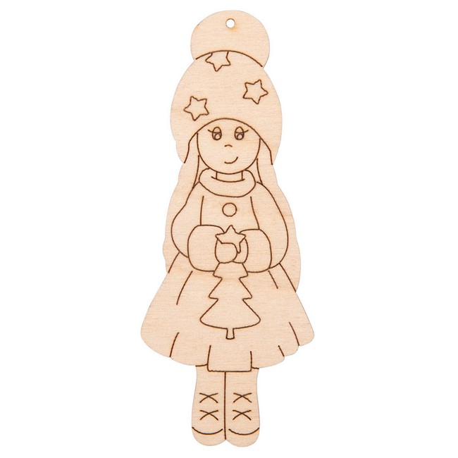 

Mr. Carving Заготовка для декорирования Подвеска Девочка с елкой фанера ВД-1109, 9x3.5 см
