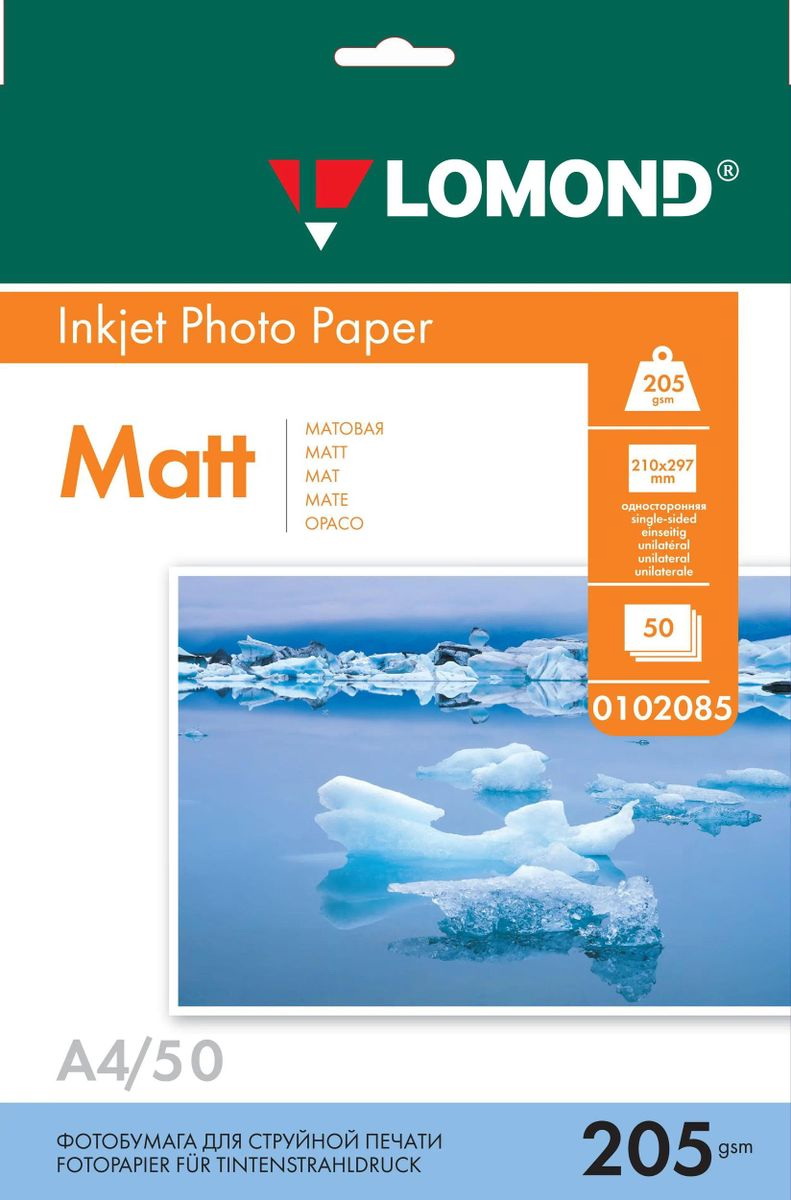 

Фотобумага Lomond A4, для струйной печати, 50л, 205г/м2, белый, покрытие матовое 0102085, Фотобумага Lomond A4, для струйной печати, 50л, 205г/м2, белый, покрытие матовое [0102085]