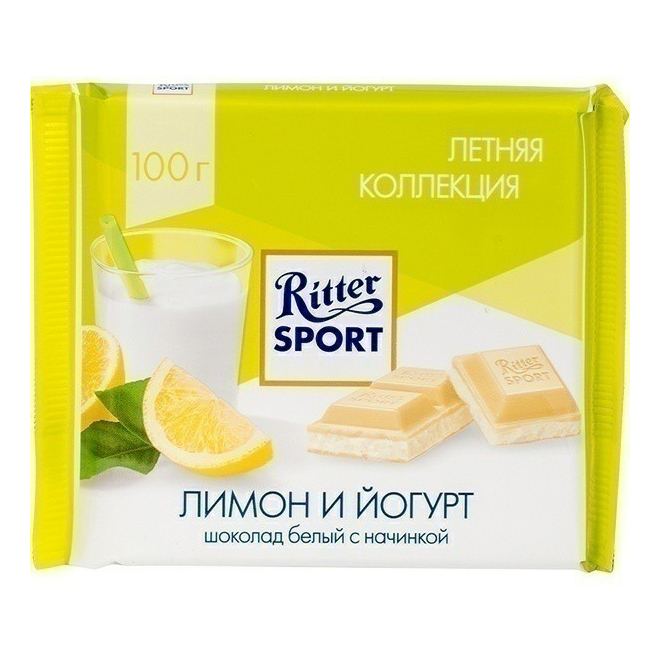 фото Плитка ritter sport белый шоколад с лимоном и йогуртом 100 г