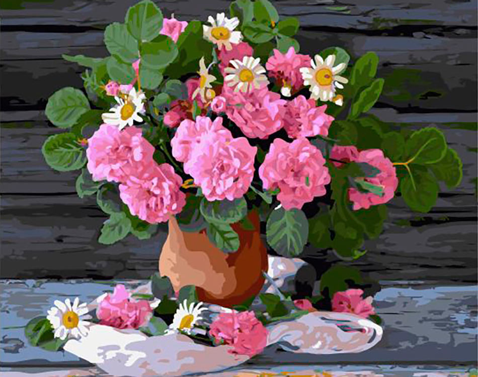 Картина по номерам ВанГогВоМне Цветы в глиняной вазе