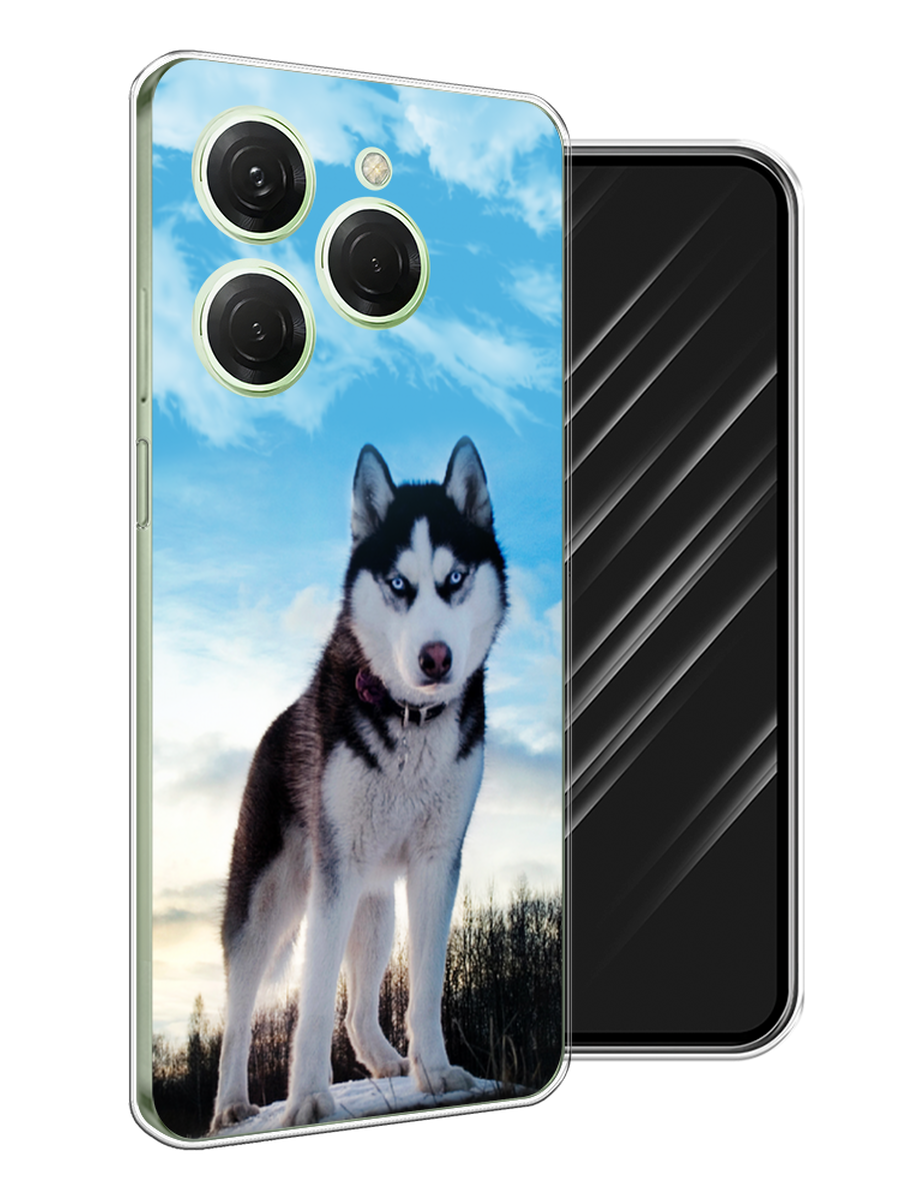 

Чехол Awog на Tecno Spark 20 Pro "Хаски 3", Белый;черный;голубой, 304850-1
