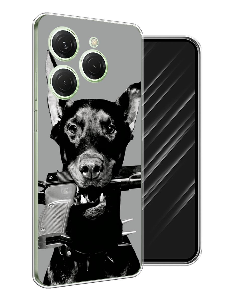 

Чехол Awog на Tecno Spark 20 Pro "Доберман", Серый, 304850-1