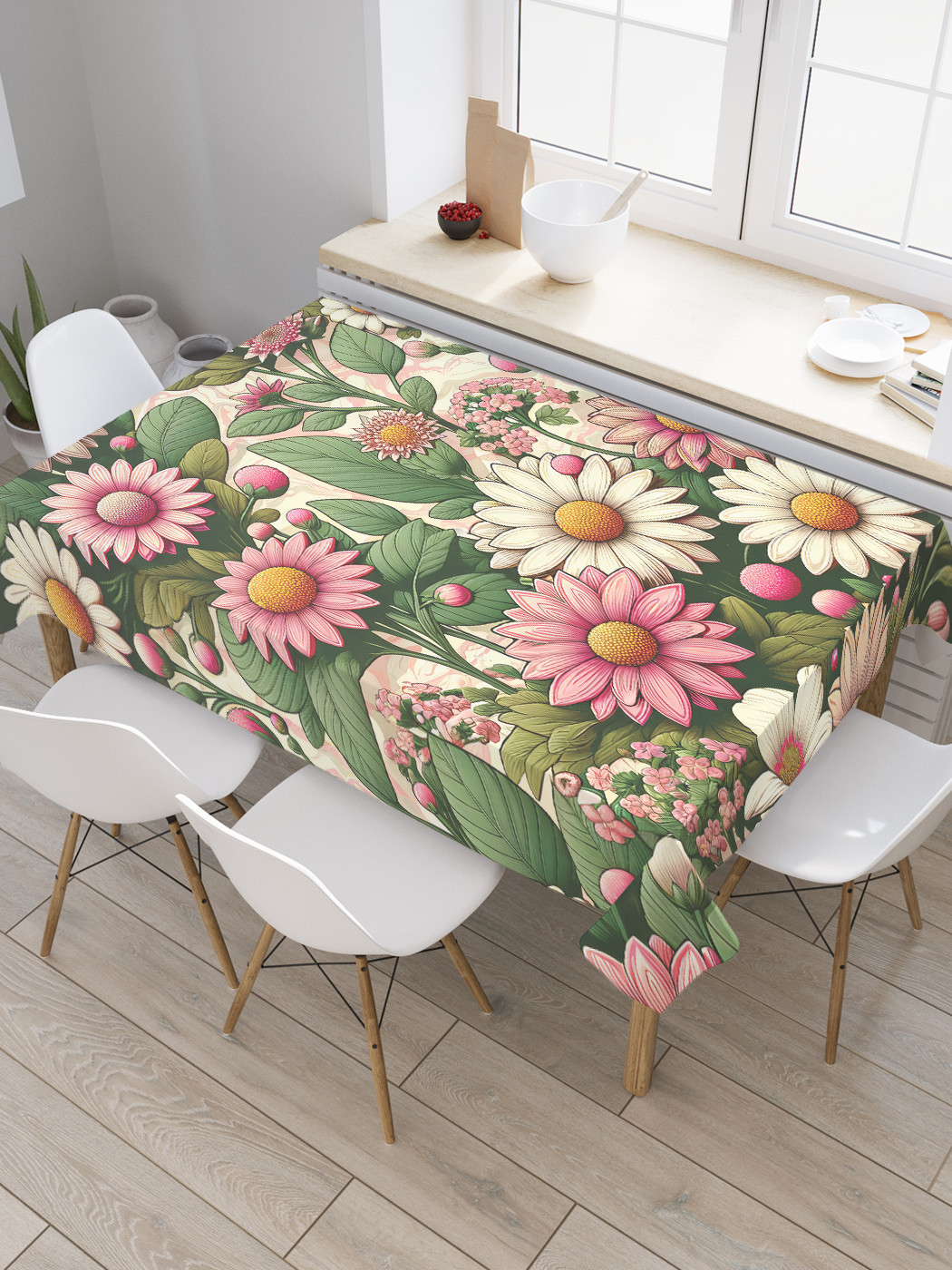 

Скатерть JoyArty Ромашки 120х145, tc_sd1711_120x145, Зеленый, Ромашки