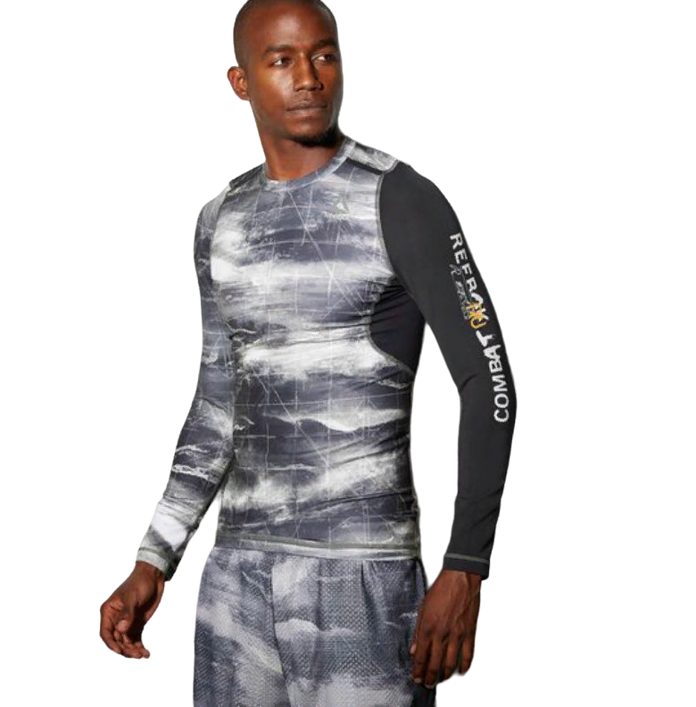 фото Футболка компрессионная (рашгард) combat long sleeve rush guard серо-черная (размер m) reebok