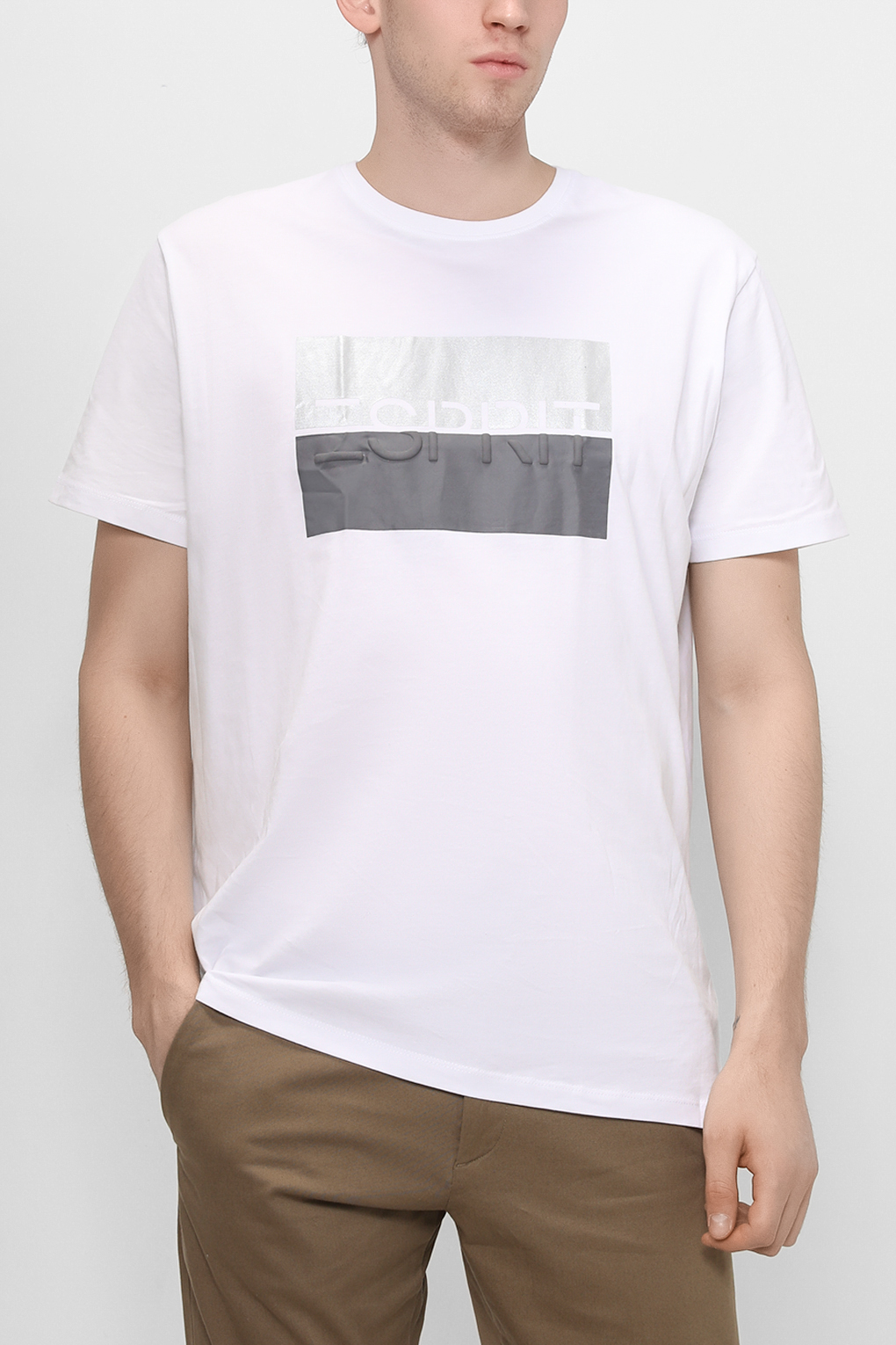 

Футболка мужская Esprit Casual 122EE2K302 белая M, Белый, 122EE2K302