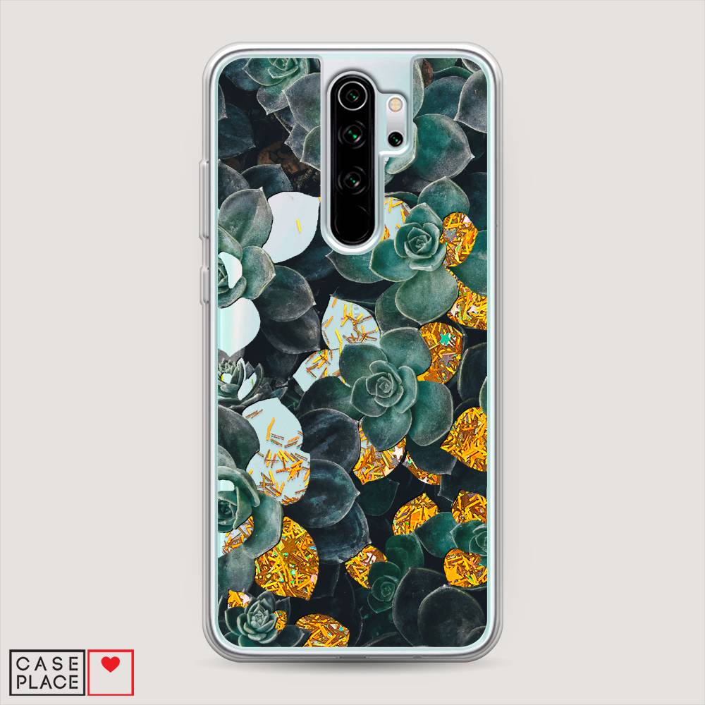 

Жидкий чехол с блестками "Сукуленты цветные" на Xiaomi Redmi Note 8 Pro, 36690-1