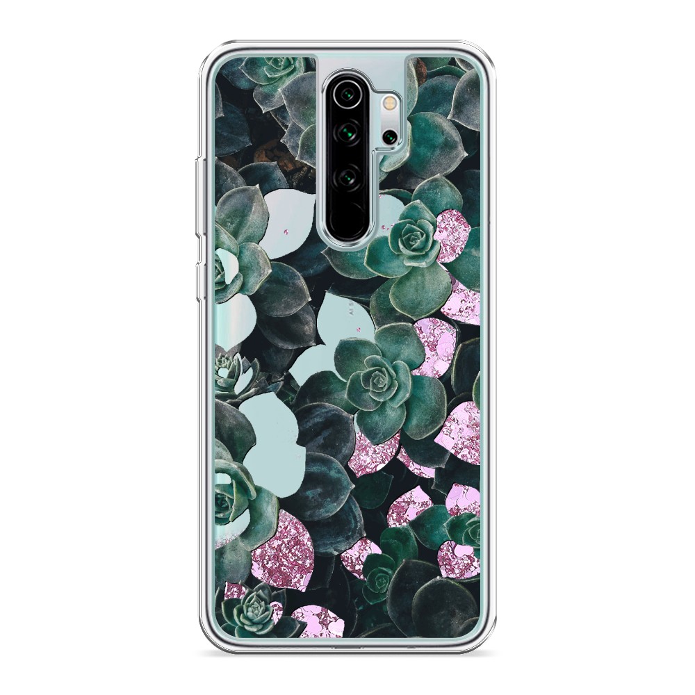 

Жидкий чехол с блестками "Сукуленты цветные" на Xiaomi Redmi Note 8 Pro