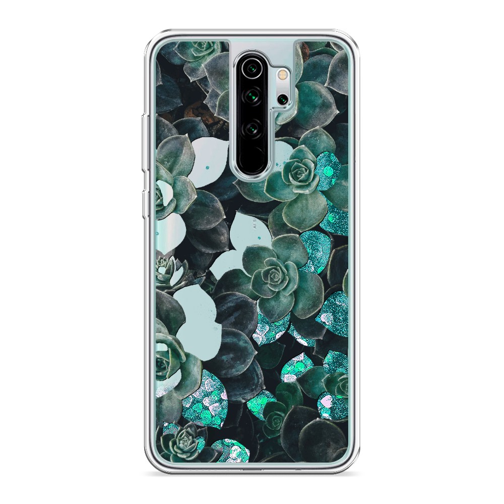 

Жидкий чехол с блестками "Сукуленты цветные" на Xiaomi Redmi Note 8 Pro, 36695-1