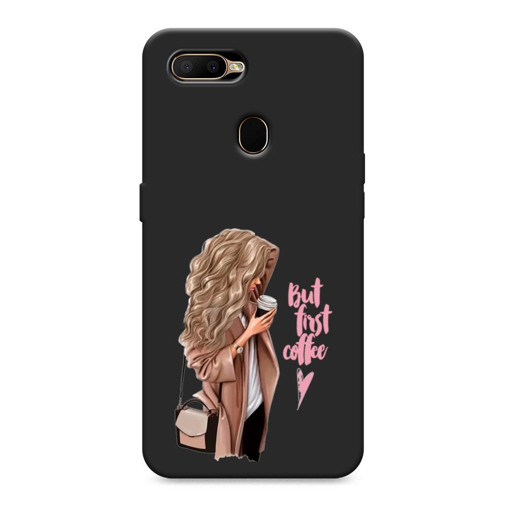 

Матовый силиконовый чехол "Девушка с кофе" на Oppo A5s, Девушка с кофе