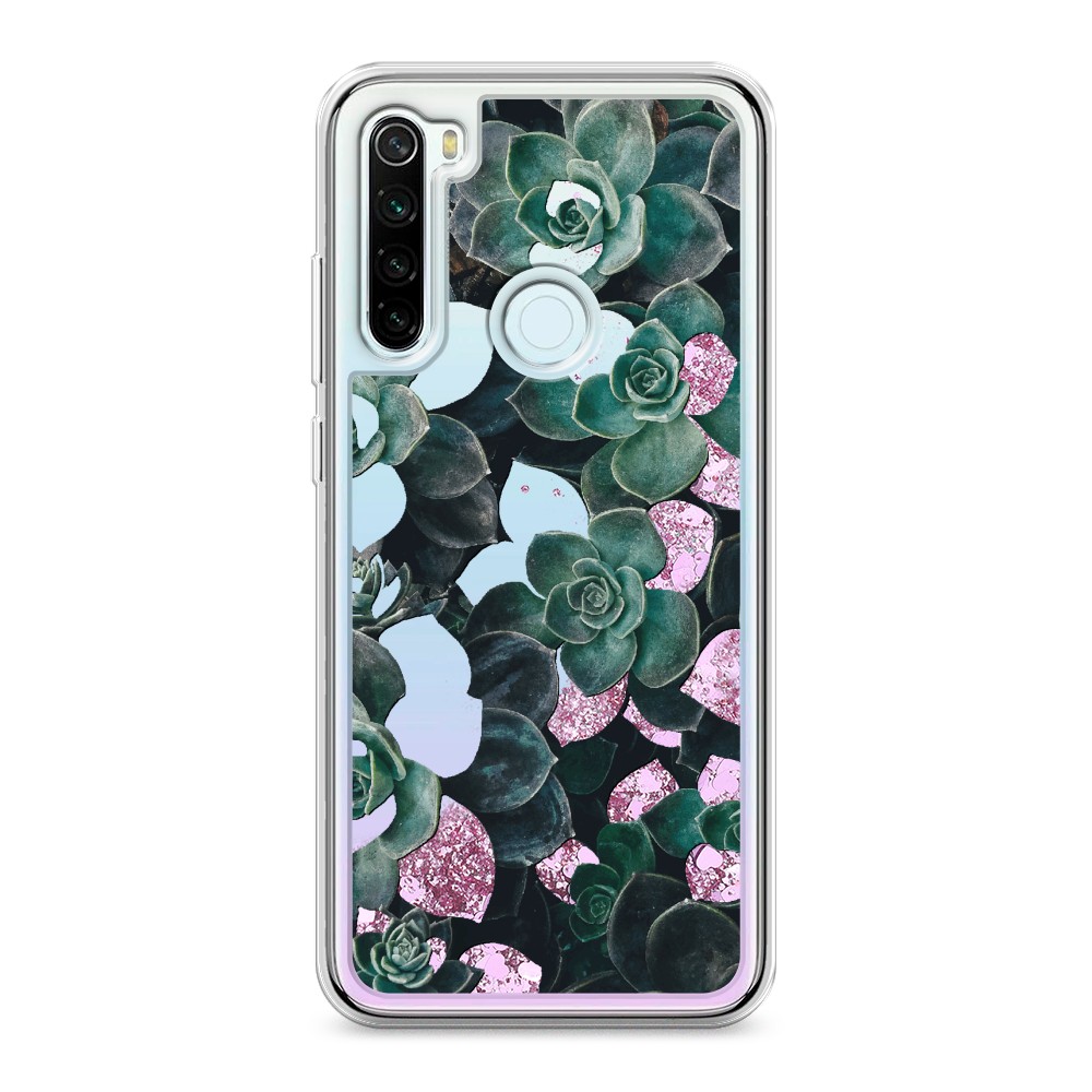 

Жидкий чехол с блестками "Сукуленты цветные" на Xiaomi Redmi Note 8T