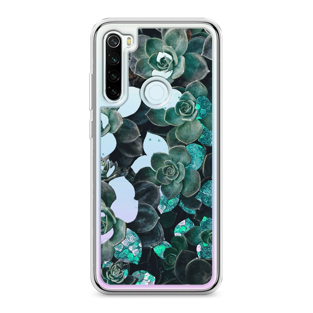 

Жидкий чехол с блестками "Сукуленты цветные" на Xiaomi Redmi Note 8T