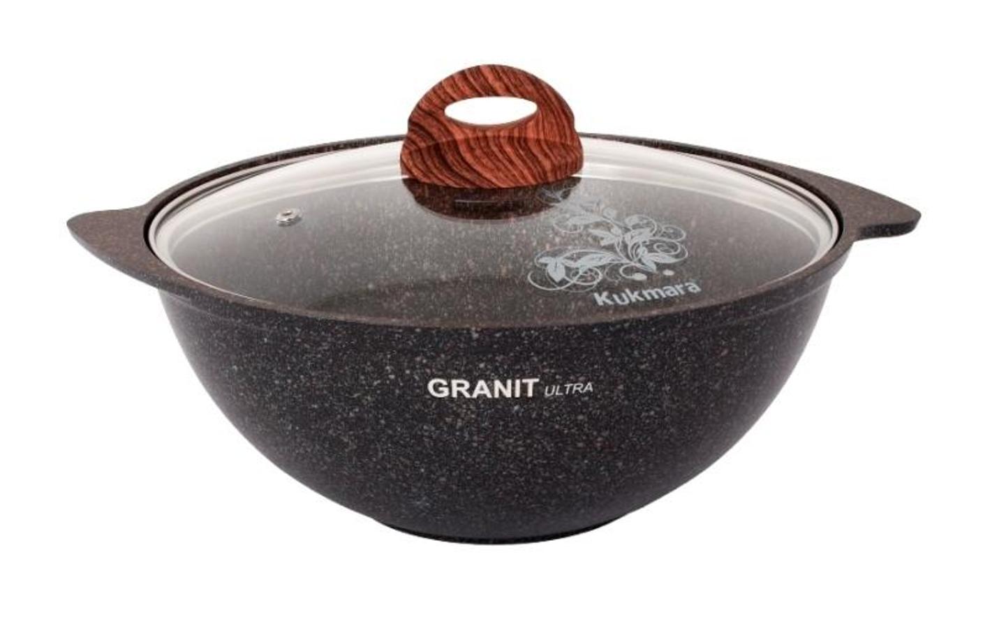 

Казан KUKMARA кго37а а/пр литой 3,5л д/плова стекл/кр Granit ultra original Объем 3.5 л, Черный