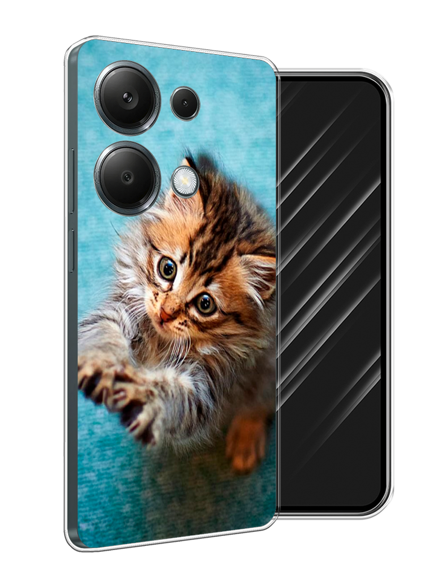 

Чехол Awog на Poco M6 Pro 4G "Котенок просит есть", Бирюзовый;коричневый;белый, 321750-1