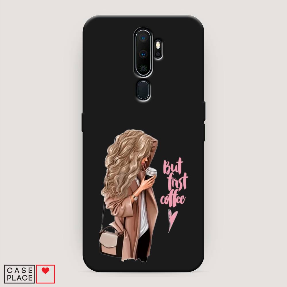 

Матовый силиконовый чехол "Девушка с кофе" на Oppo A9 (2020), Девушка с кофе