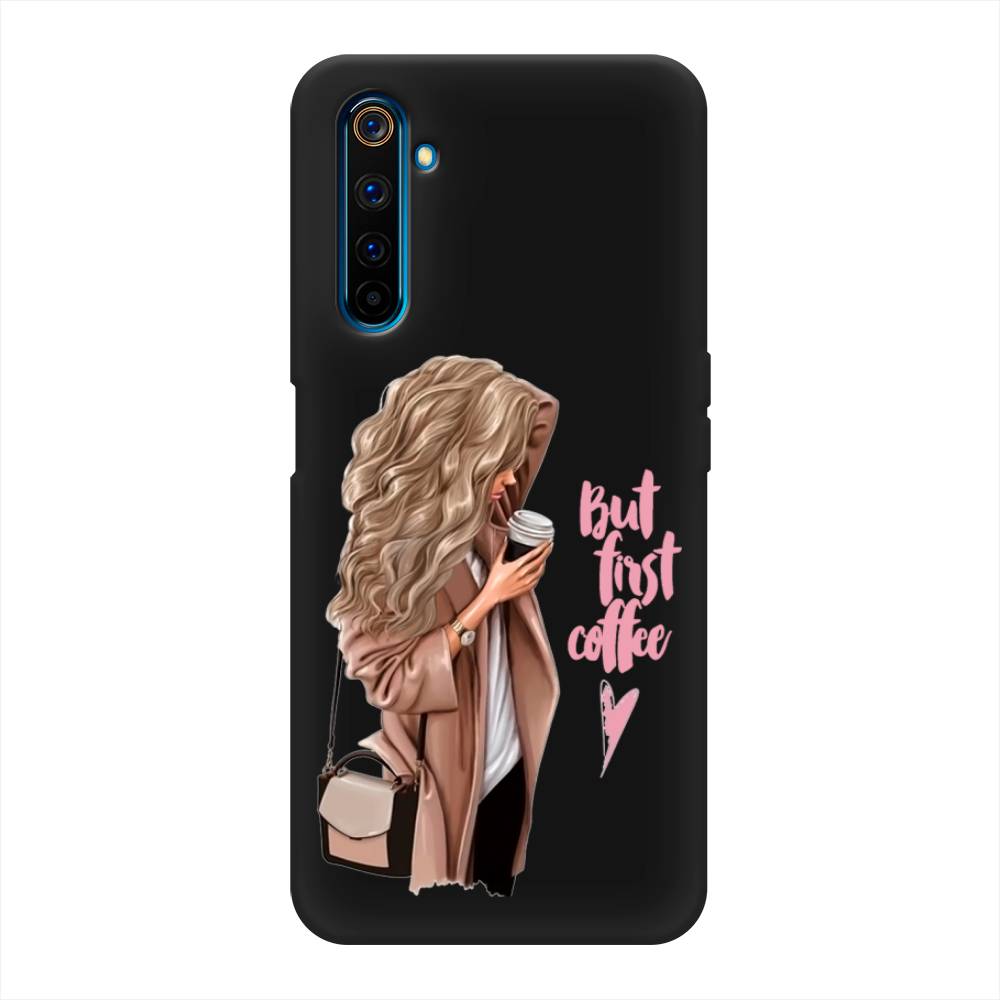 

Матовый силиконовый чехол "Девушка с кофе" на Realme 6 Pro, Девушка с кофе