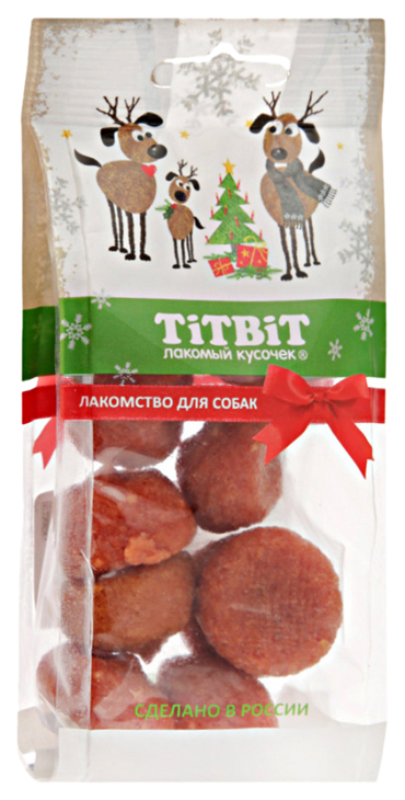 

Лакомство для собак TiTBiT Новогодняя коллекция Профитроли с мясной начинкой, 80г