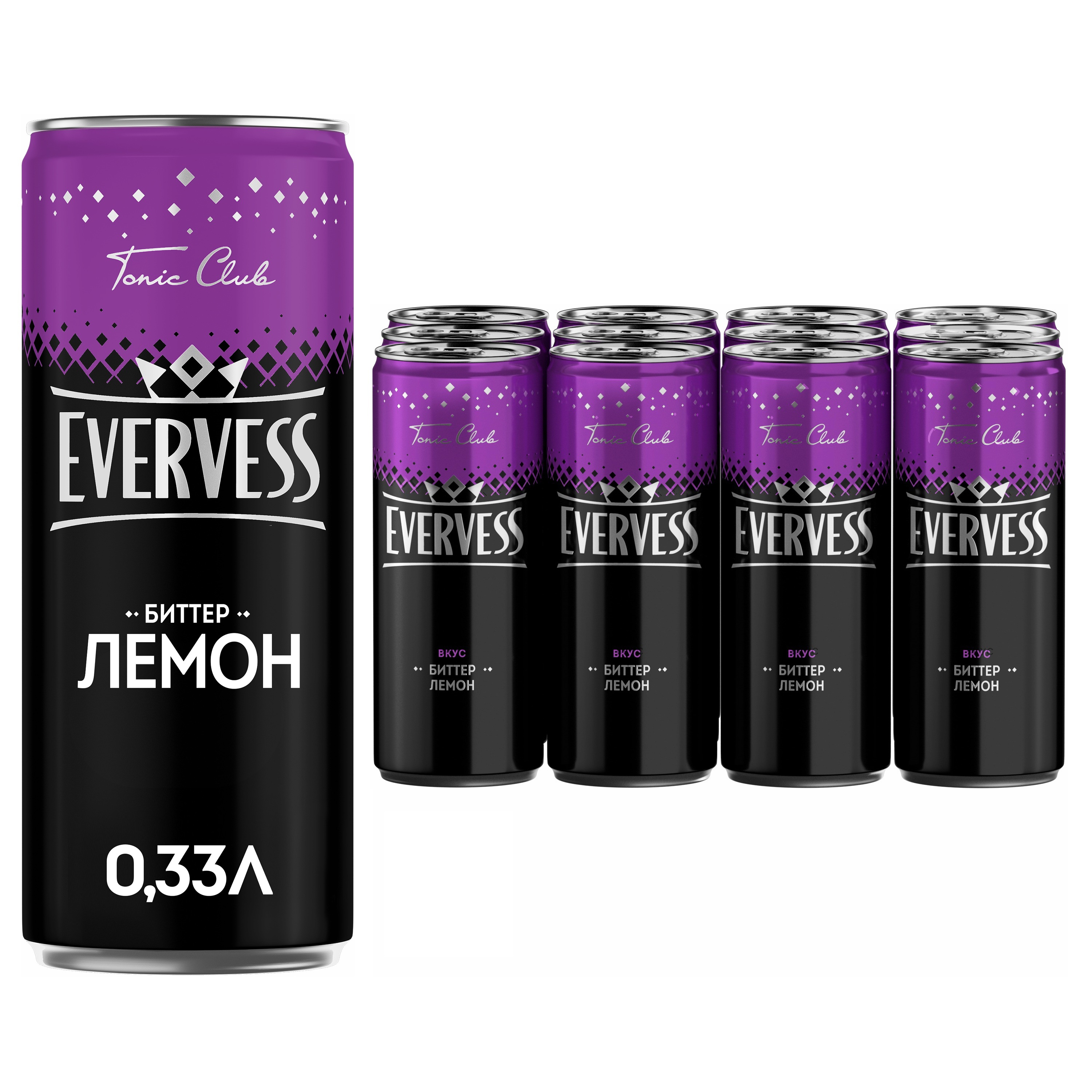 Напиток газированный Evervess Тоник Лимон 0.33л*12шт