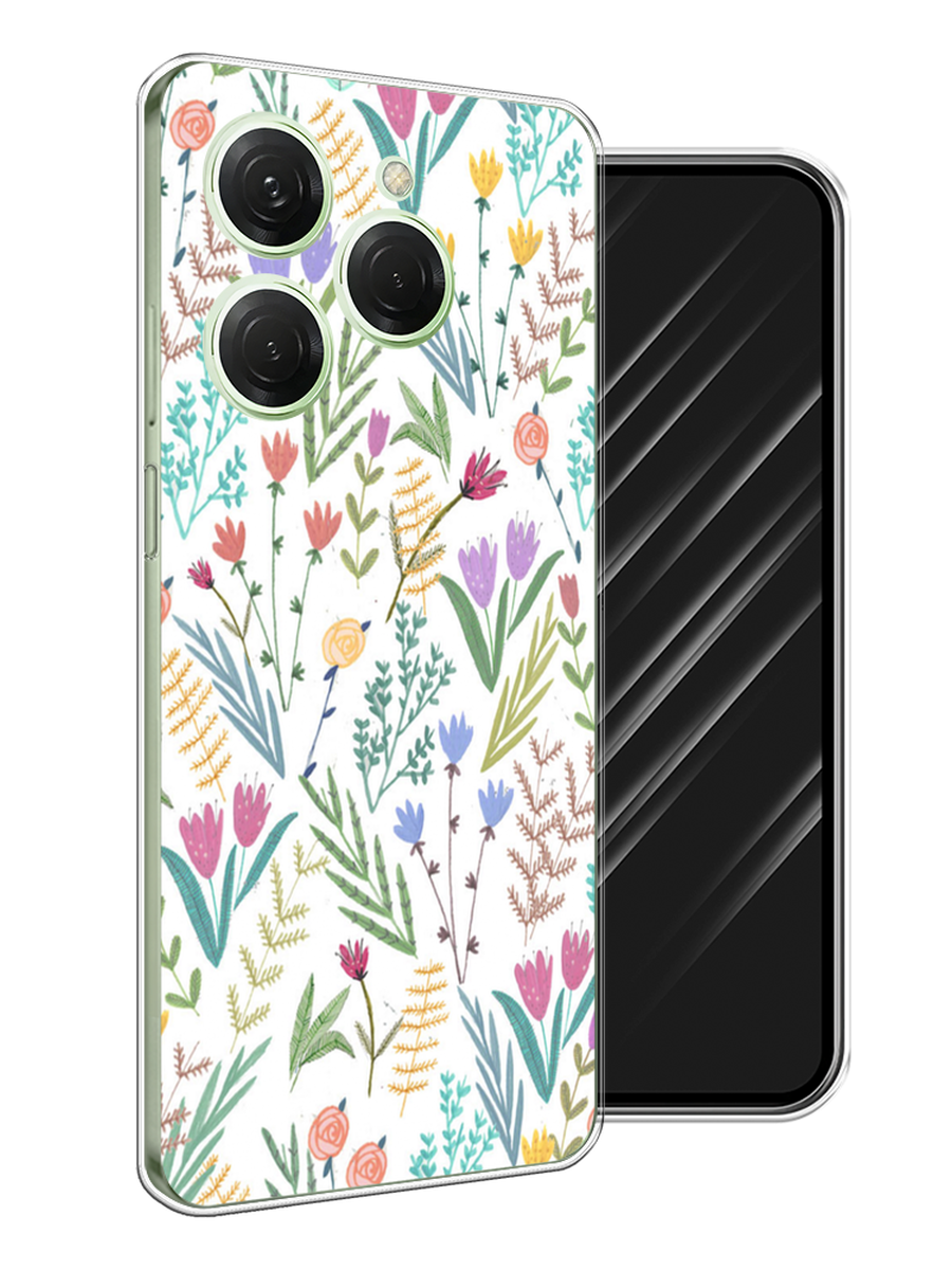

Чехол Awog на Tecno Spark 20 Pro "Полевые цветы рисунок", Белый;зеленый, 304850-1