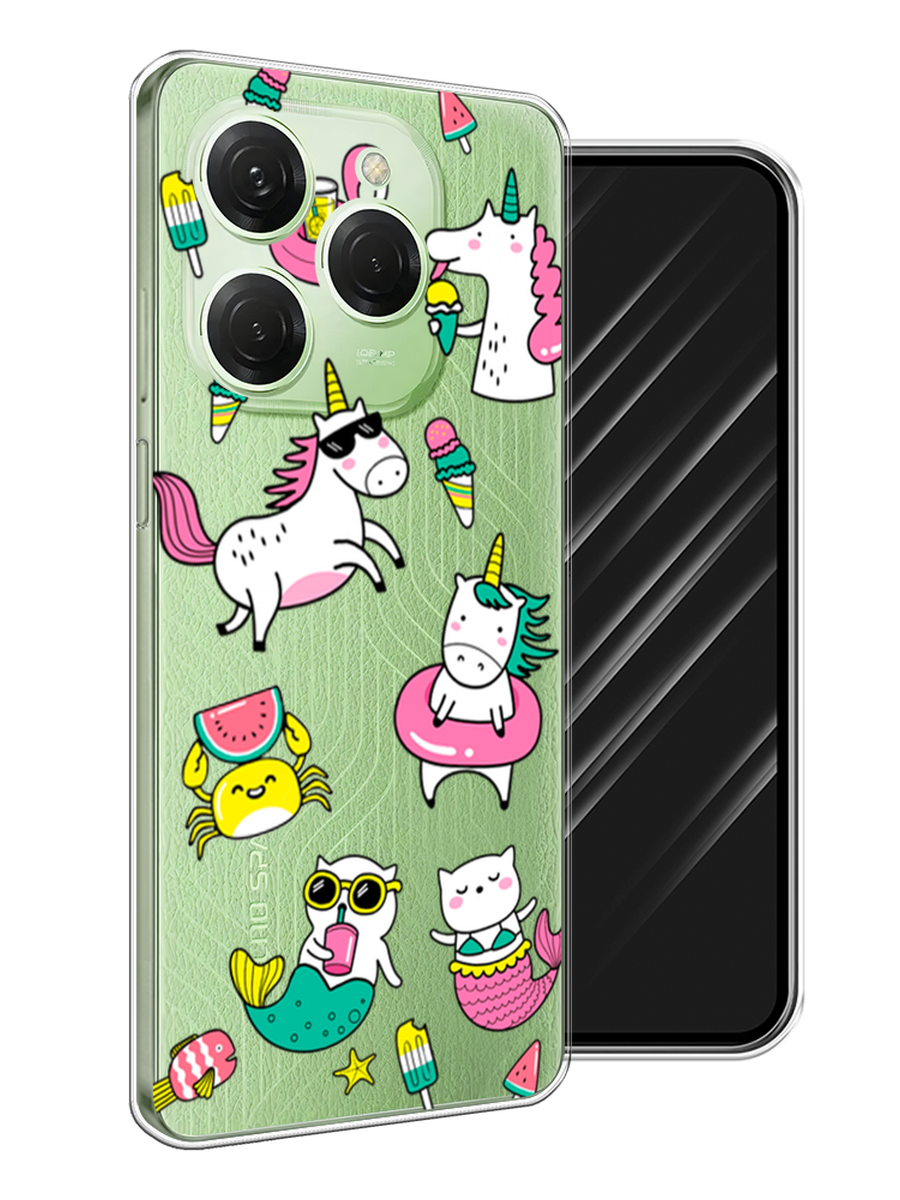 

Чехол Awog на Tecno Spark 20 Pro "На отдыхе", Белый;бирюзовый;розовый, 304850-1