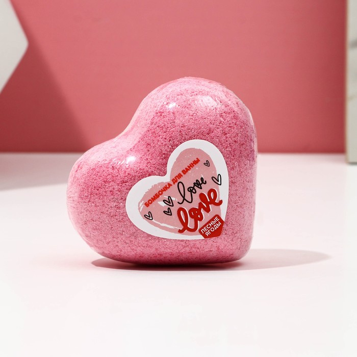 

Бомбочка для ванны в форме сердца "Love", 130 гр, аромат лесные ягоды, Розовый