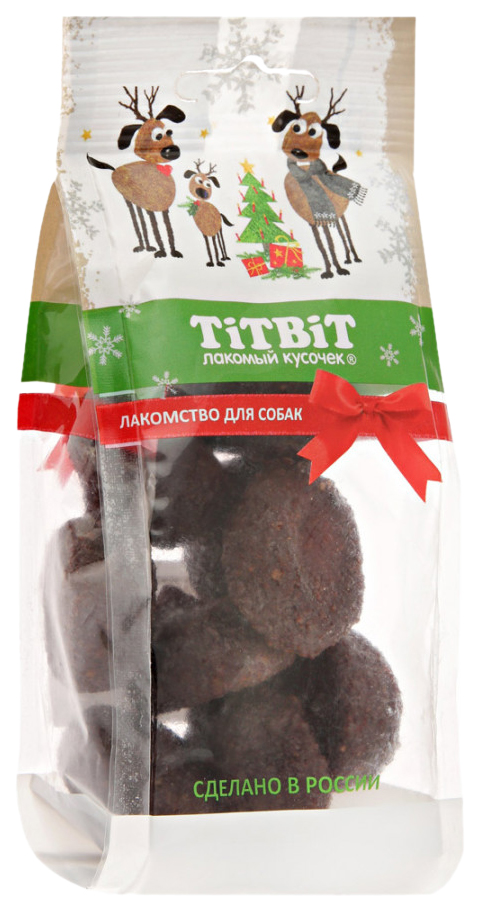

Лакомство для собак TiTBiT Новогодняя коллекция, оригинальная форма, мясо, 80г