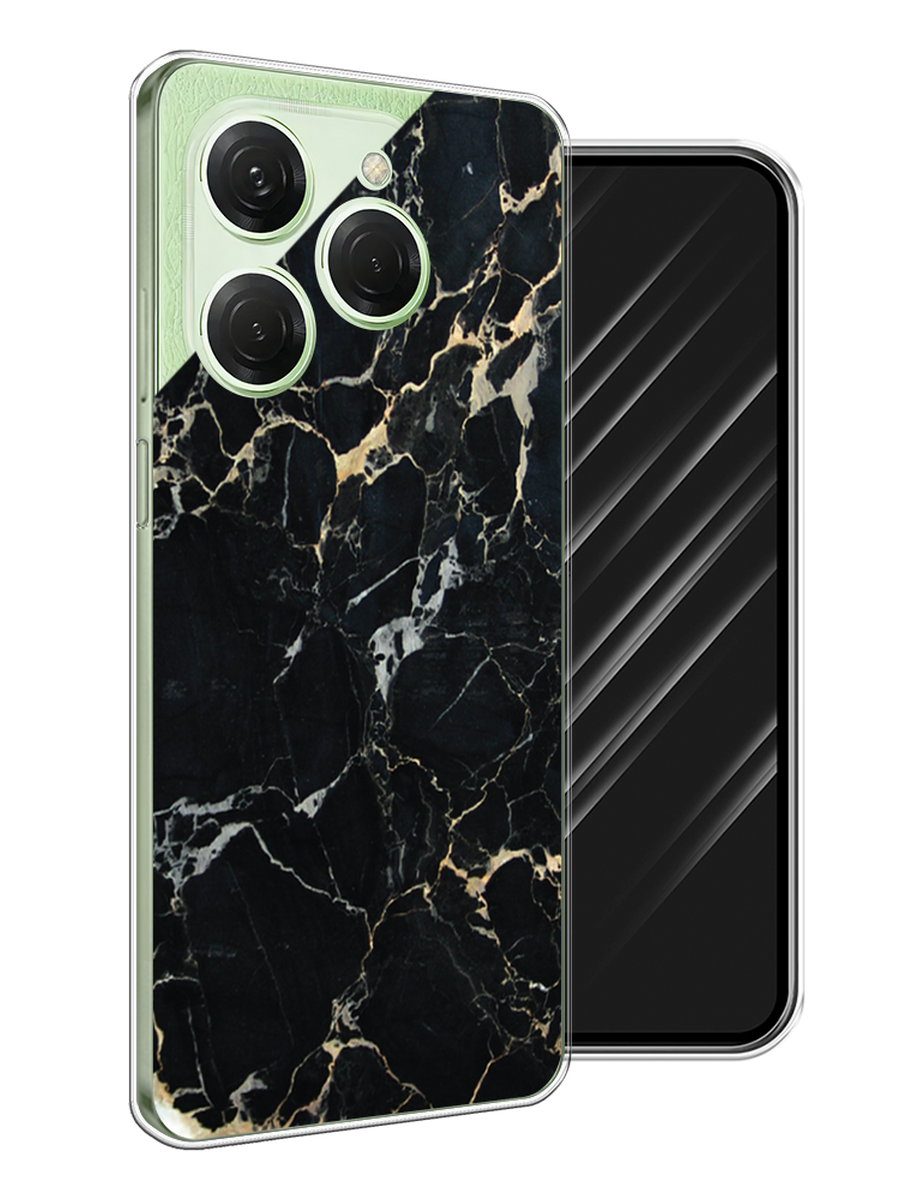 

Чехол Awog на Tecno Spark 20 Pro "Черный мрамор уголок", Черный;золотистый, 304850-1
