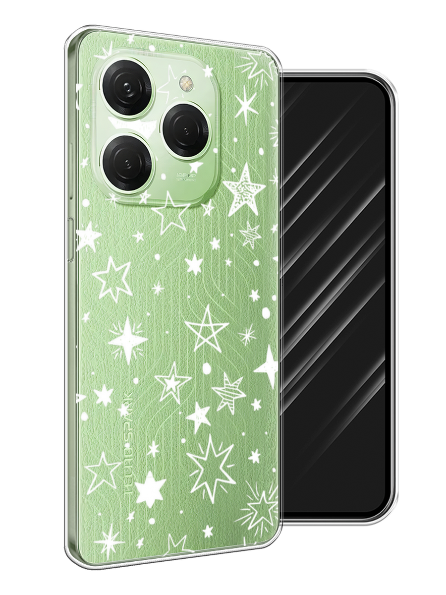

Чехол Awog на Tecno Spark 20 Pro "Звездочки графика белая", Прозрачный;белый, 304850-1