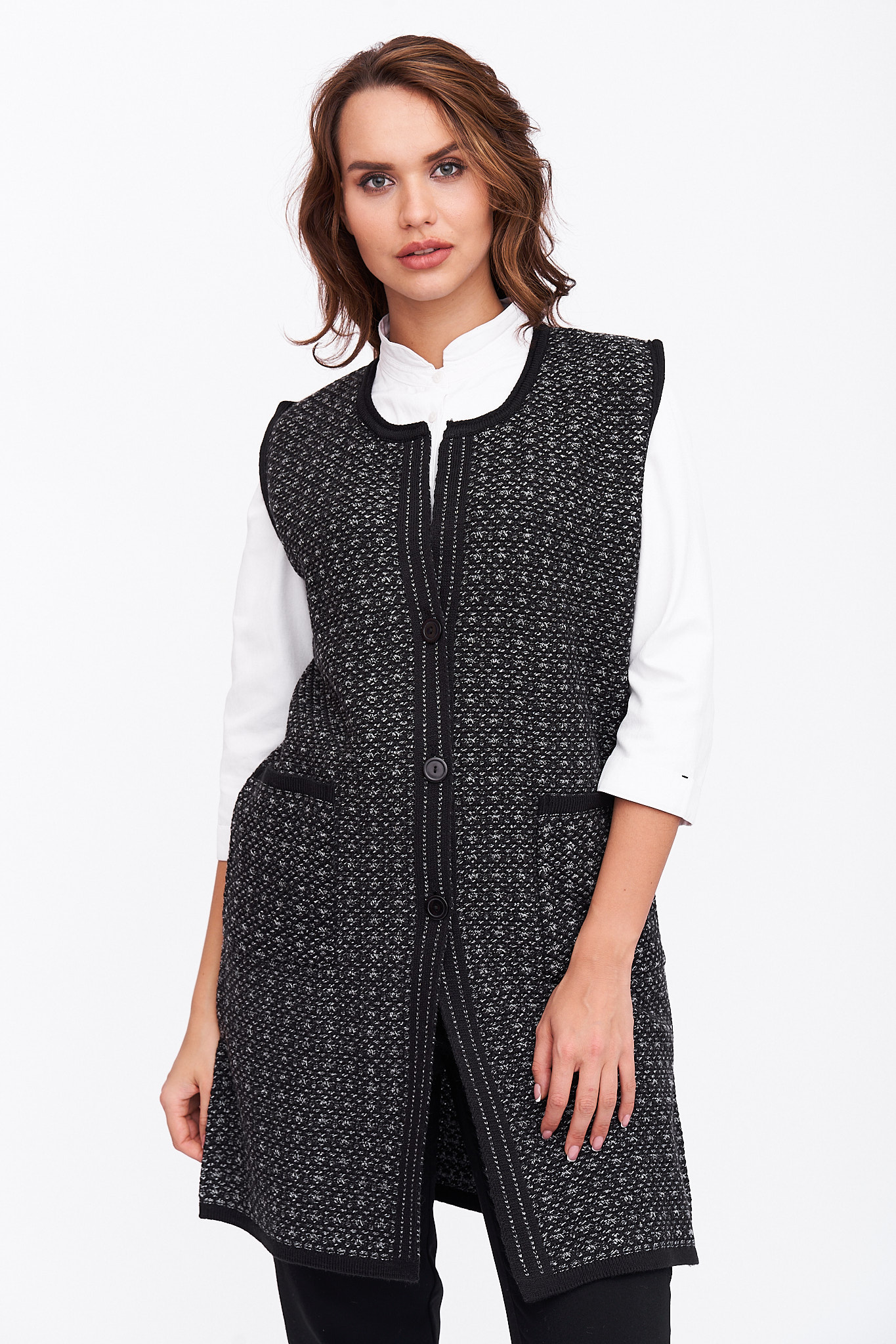 

Жилет женский Злата Стиль 2-614 черный 52 RU, 2-614