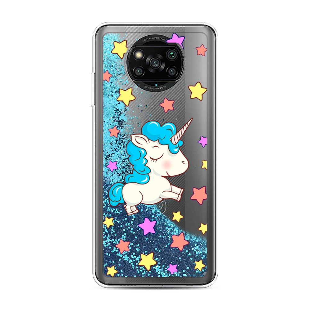 

Жидкий чехол с блестками "Звездный единорог" на Xiaomi Poco X3 Pro, 310693-1