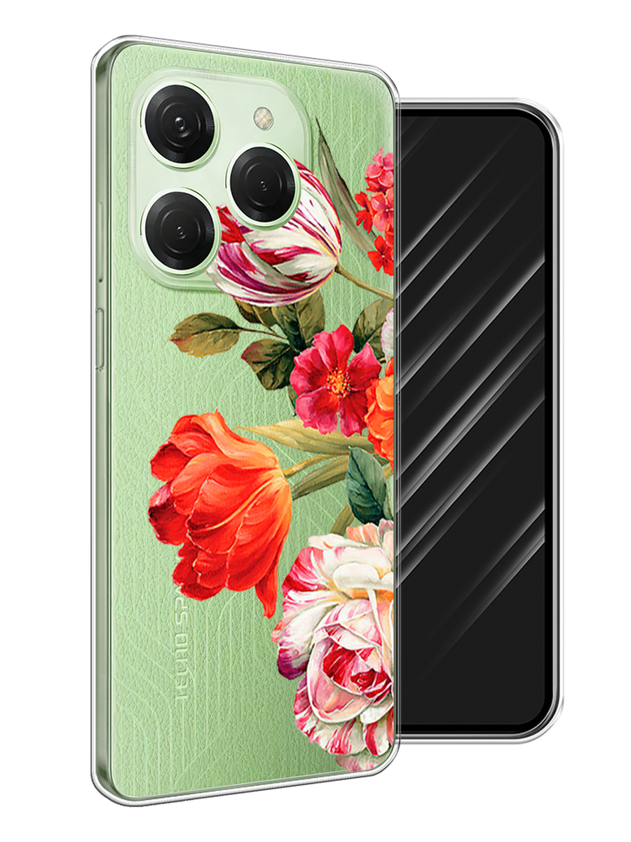 

Чехол Awog на Tecno Spark 20 Pro "Весенний букет", Красный;розовый;зеленый, 304850-1