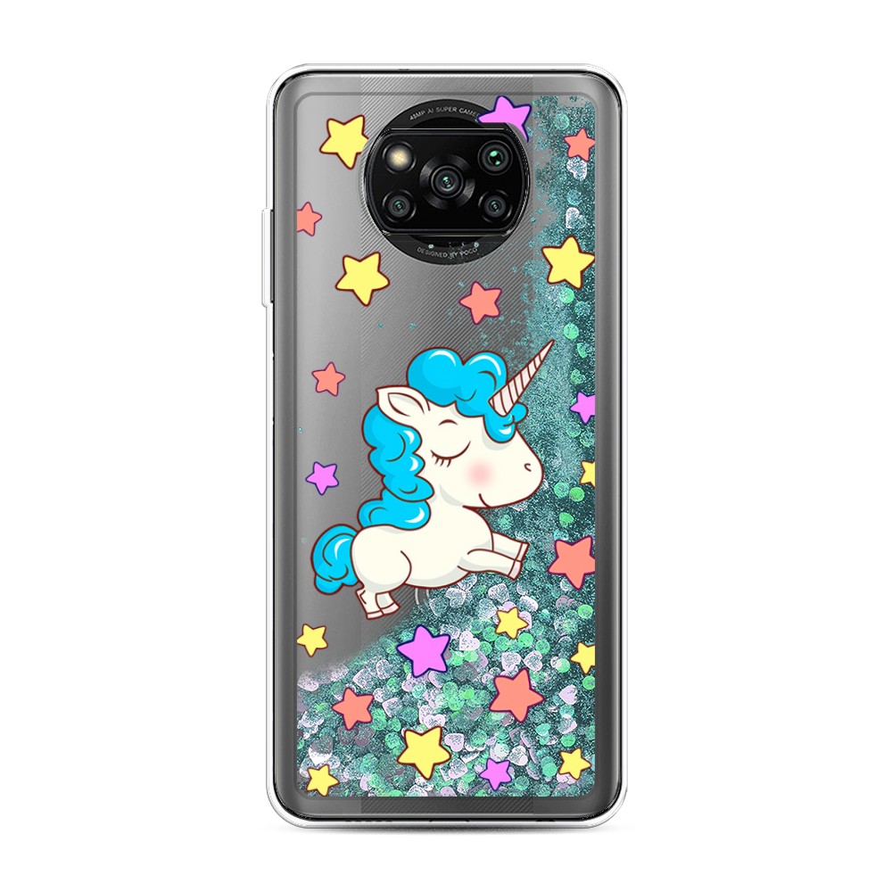 

Жидкий чехол с блестками "Звездный единорог" на Xiaomi Poco X3 Pro, 310695-1